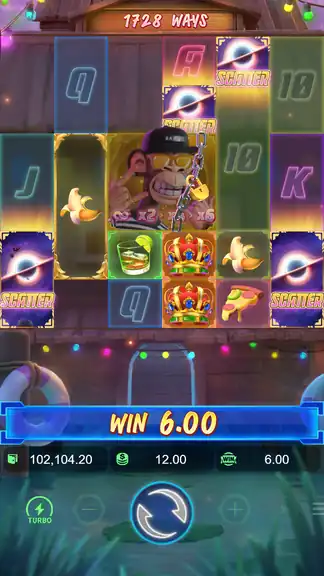 Wild Ape #3258 Free Spins triggering on spin 1159 - scatter symbols landing on the 6x6 grid