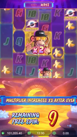 Wild Ape #3258 Free Spins in progress on the spin-811 feature - Wild Bored Ape active at 2x with 9 free spins remaining